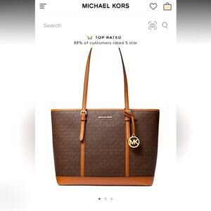 NWT Michael Kors MK Jet Set Travel Large Logo Tote Bag & Continental Wristlet